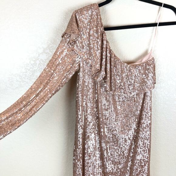 NWT Zara Blogger Sequin Ruffle One Shoulder Dress. - Picture 6 of 14